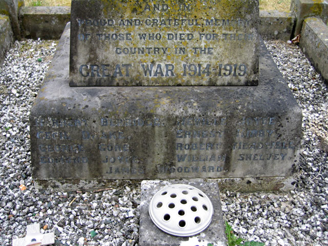 The names of the fallen on the Morcott War Memorial