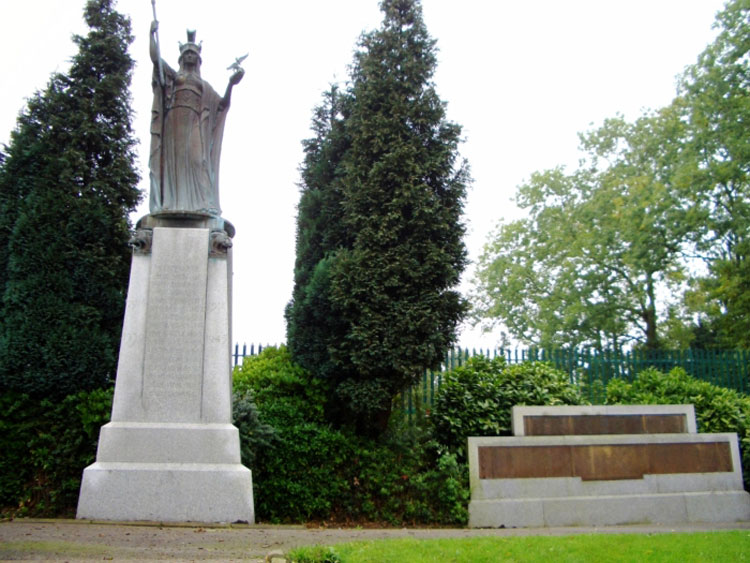 The War Memorial, Morley (Leeds), showing the right hand commemorative wall.