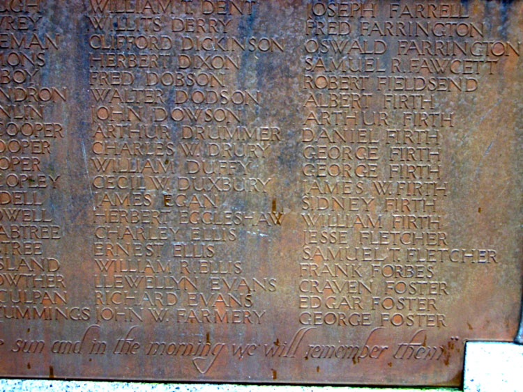 The name of Private George Fotser on the Morley War Memorial.