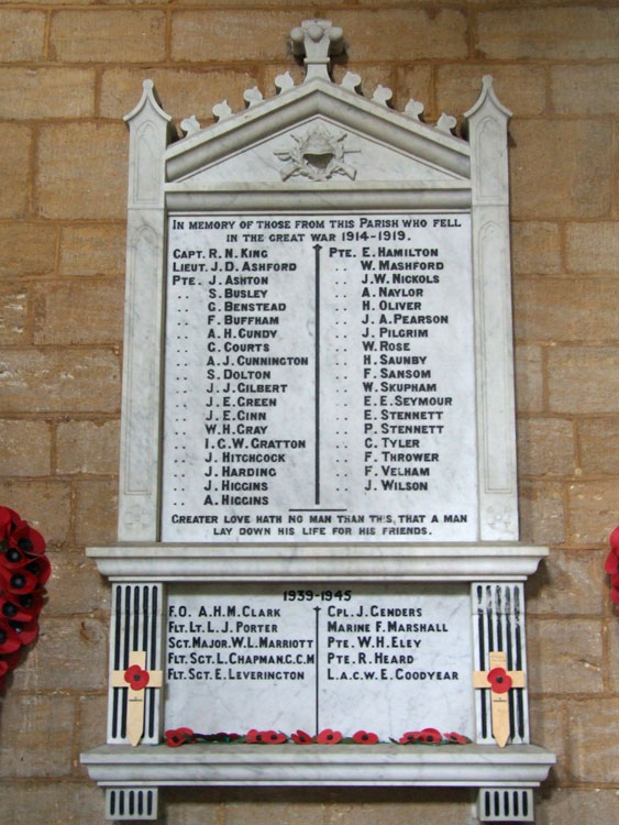 The War Memorial in All Saints' Church, Moulton (Lincs)