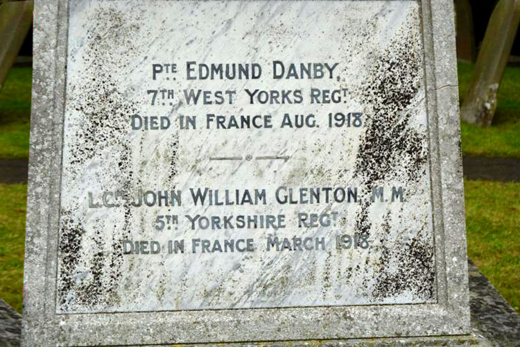 John William Glenton's Name on the Muston War Memorial