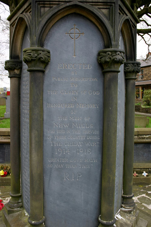 The Commemoration on the New Mills, Derbyshire, War Memorial