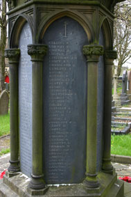 The Names of Privates Garlick, Hall and Pike on the New Mills, Derbyshire, War Memorial