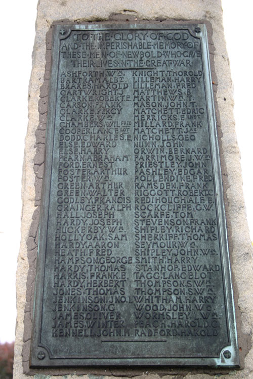 The Names on the Newbold War Memorial