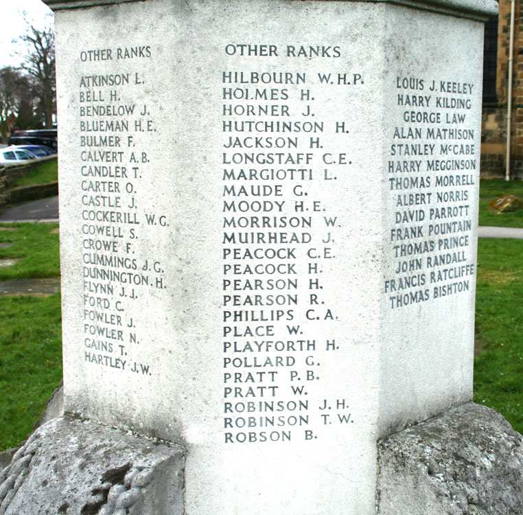 First World War Commemorations, Privates "At" - "Ro", Northallerton War Memorial.