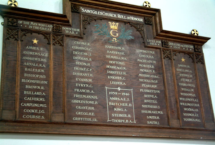 The War Memorial inside St. Giles' Church, Norwich