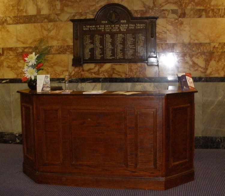 The War Memorial in Nottingham's Albert Hall (Methodist) Mission