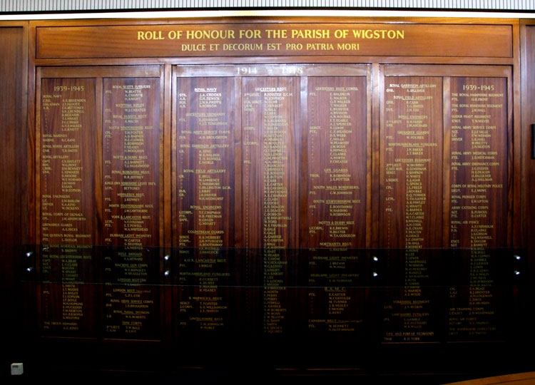 The Roll of Honour in the Oadby and Wigston Council Chamber