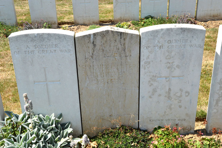 The Grave of an Unknown German Soldier Between the Graves of Two Unknown British Soldiers