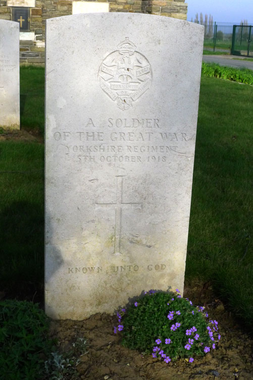 An Unknown Soldier of the Yorkshire Regiment in Chapel Corner Cemetery, Sauchy-L'Estree