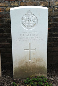 Private Fred Halliday, 38168.