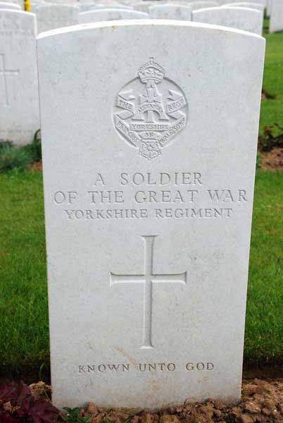 One of the Unidentified Yorkshire Regiment Graves in the Gordon Dump Cemetery