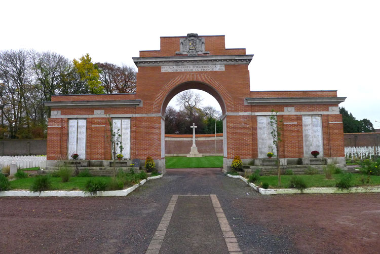 The Entrance Arch to the Militray Burial Plots of the Hazebrouck Communal Cemetery 