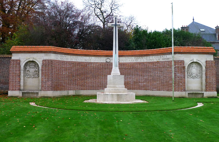 The Cross of Sacrifice and Rear Wall, Hazebrouck Communal Cemetery