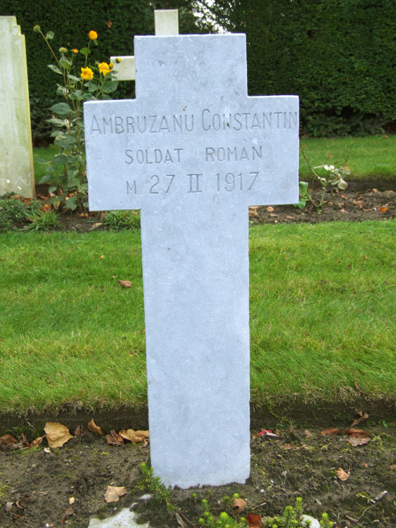 The Grave of a Romanian Soldier in Mons (Bergen) Communal Cemetery