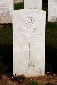 An Unknown Yorkhsire Regiment Soldier buried in Ovillers Militray Cemetery.