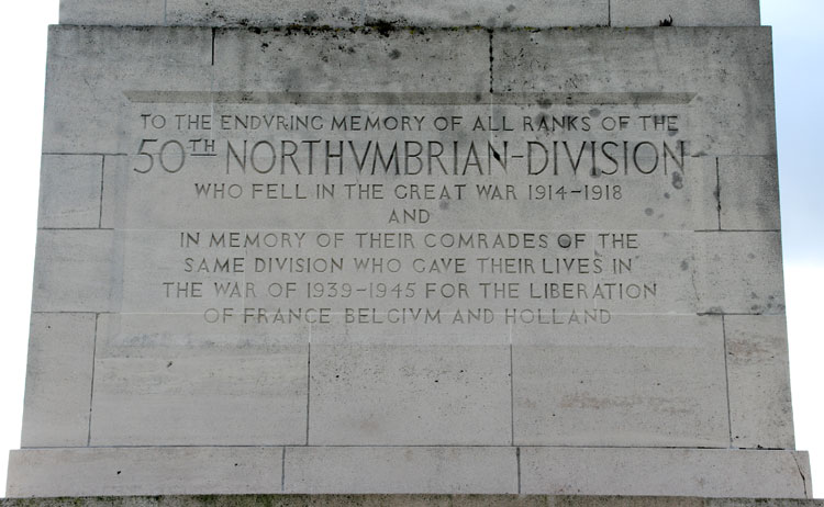 The 50th Division Memorial adjacent to the Oxford Road Cemetery