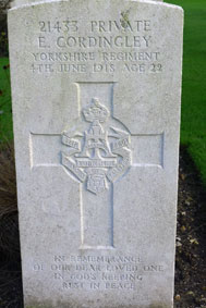 Private Ernest Cordingley, 21433.