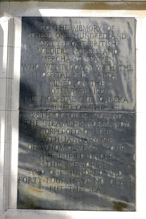 The Memorial to Those Lost at Sea Due to Mines and Torpedoes, Ste. Marie Cemetery (Le Havre), - the Dedication