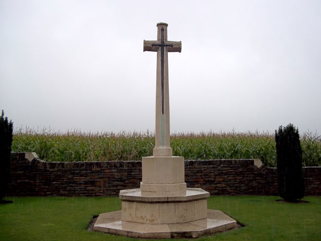 The Cross of Sacrifice at the Tranchee de Mecknes Cemetery