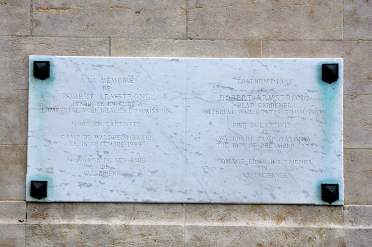 Valenciennes (St. Roch) Communal Cemetery - the Memorial to Robert Armstrong, Head Gardener