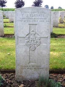 Lance Corporal Thomas Johnson Elcoate, 27954.