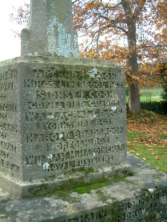 Private Grace's Name on the War Memorial for Overstrand (Norfolk)