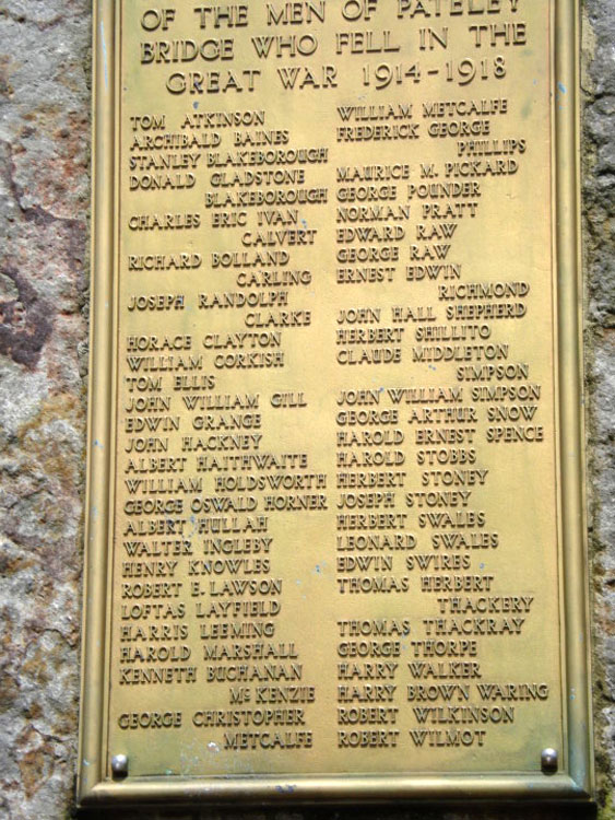 The First World War Commemorations on the Pately Bridge War Memorial