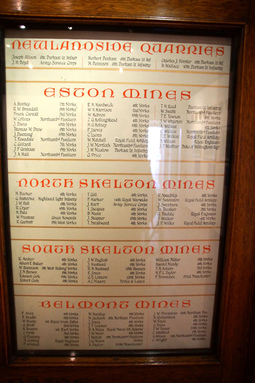Panel 4 on the Bolckow, Vaughan & Company Roll of Honour