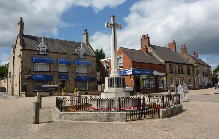 The Bolsover and Hillstown War Memorial in Bolsover's Market Place.