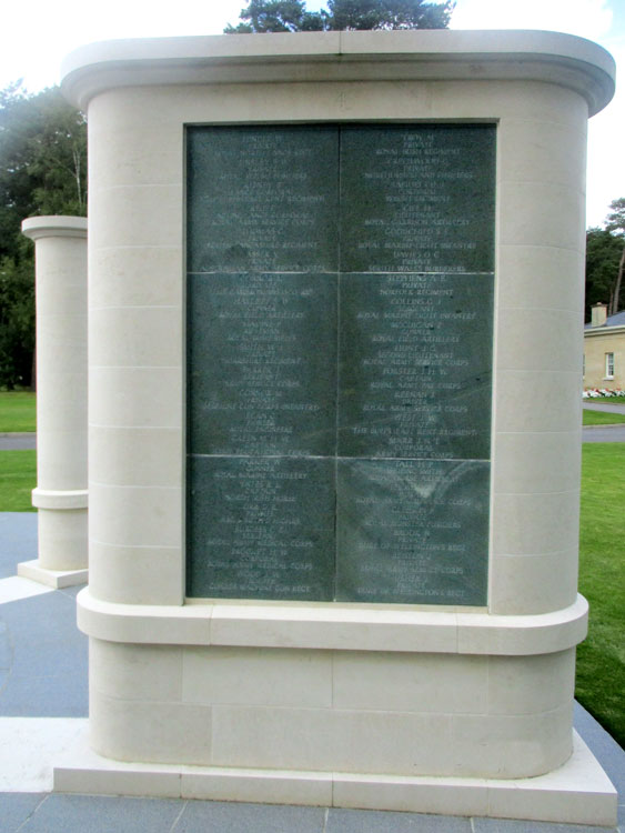 The Brookwood 1914 - 1918 Memorial Panel That Included the Name of W J Smith (Centre Left)