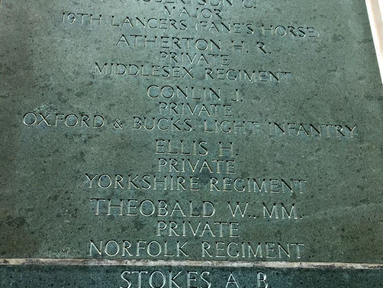 The Brookwood 1914 - 1918 Memorial Panel Commemorating the Name of H Ellis (Detail)