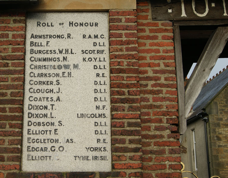 Private Edgar's Name on the Burnhope War Memorial 