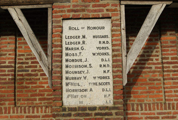 Private Marsh's Name on the Burnhope War Memorial