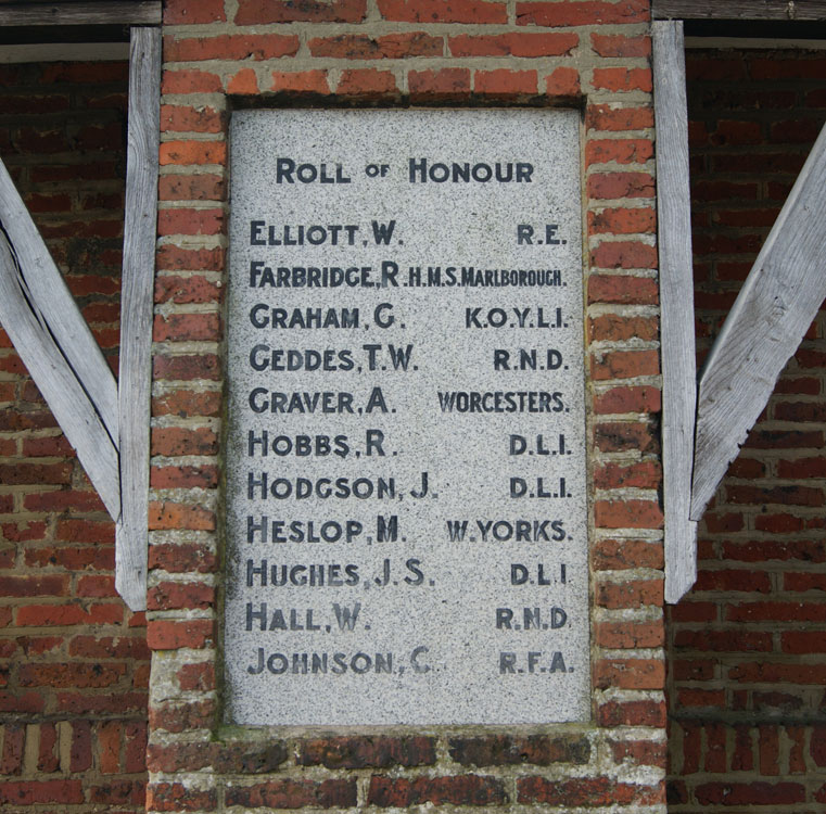 Private Johnson's Name on the Burnhope War Memorial