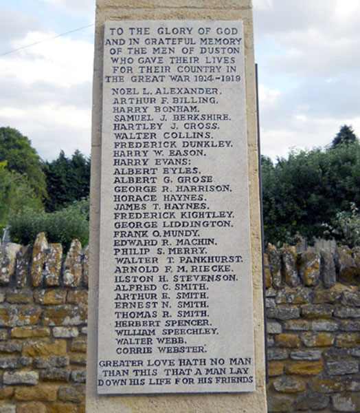 First World War Commemorations on the Duston War Memorial.