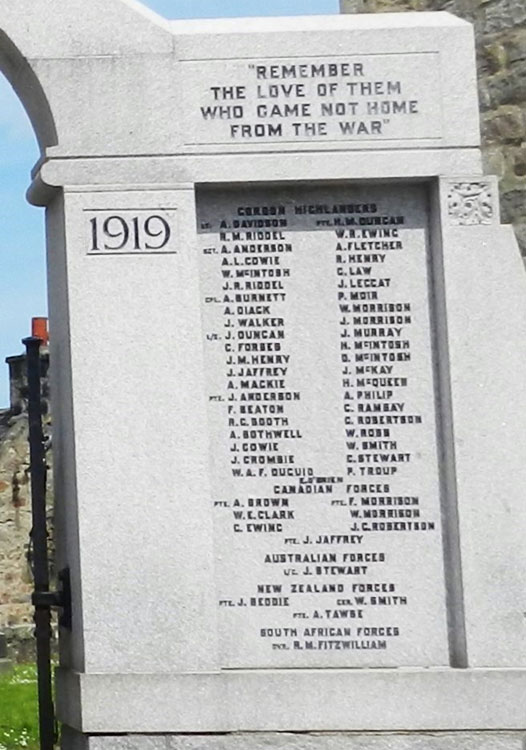 First World War Commemorations on the Kintore Memorial (2)