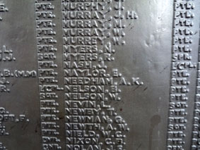 Private A K Needham's Name on the memorial
