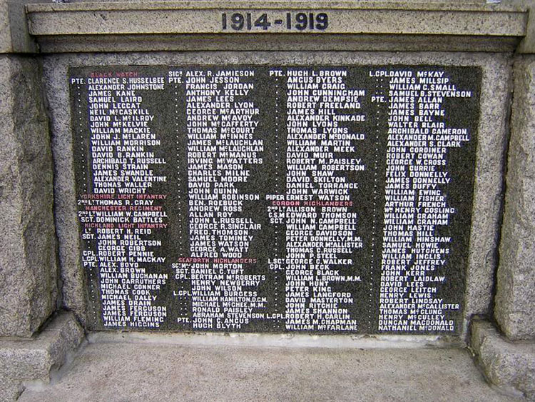 Lieutenant Gray 's Name on the War Memorial for Motherwell, Lanarkshire