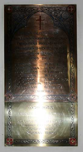The Memorial Plaque in St. Nicholas' Church, West Tanfield.