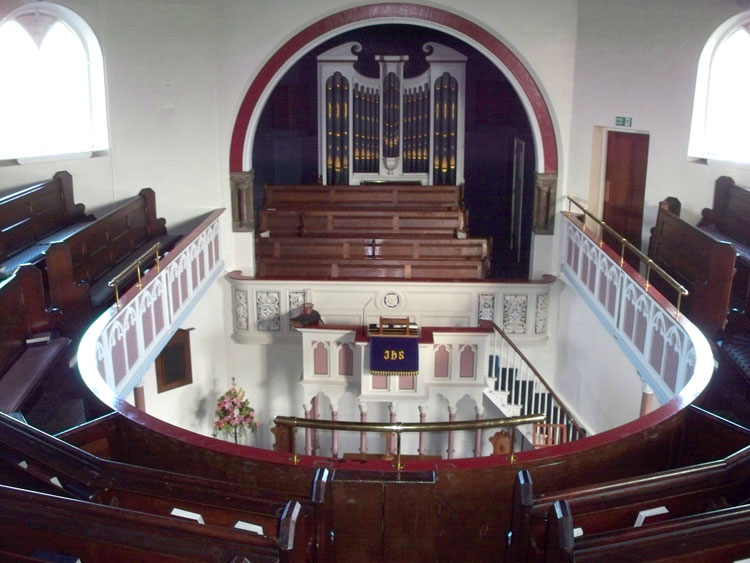 The Interior of Yarm's Methodist Church (the First World War Memorial is seen on the lower left).