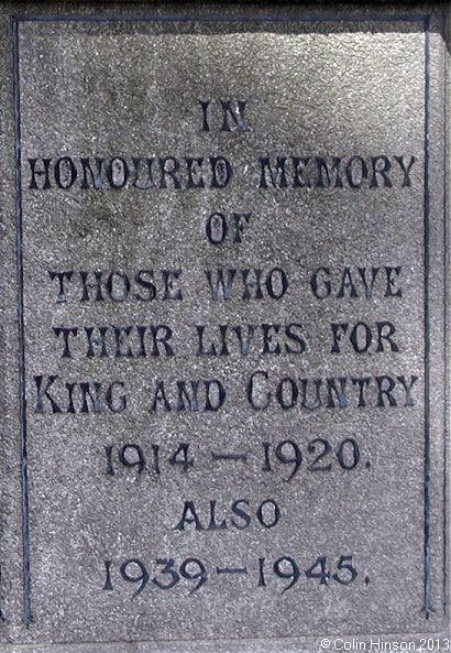 The Dedication on the War Memorial Outside All Saints' Church, Pontefract