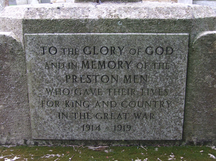 The Dedication on the Preston War Memorial