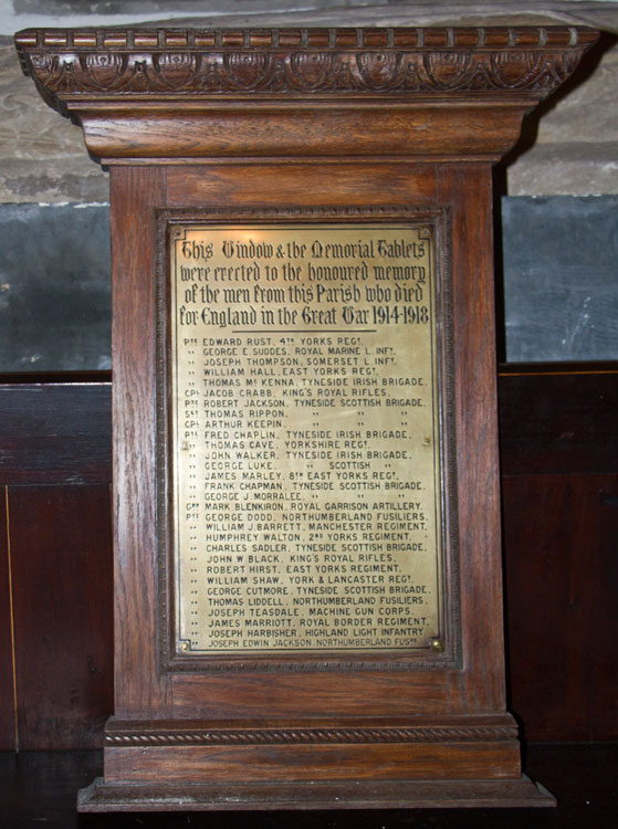 The First World War Memorial (Regiments Other than DLI) for Quebec, Co. Durham