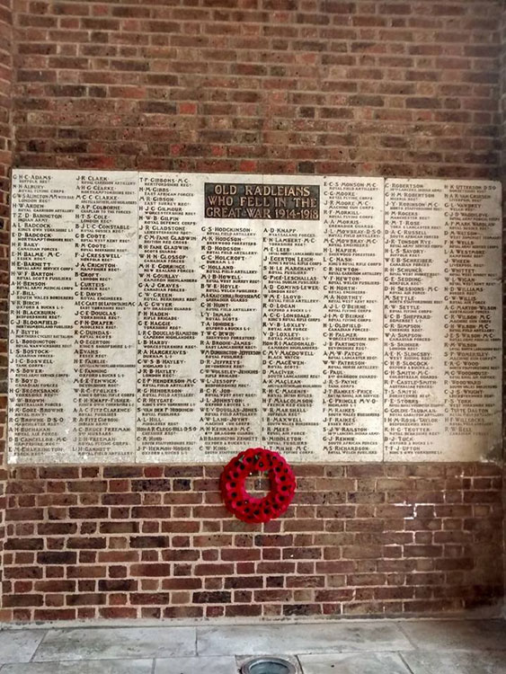 The First World War Memorial for Radley College