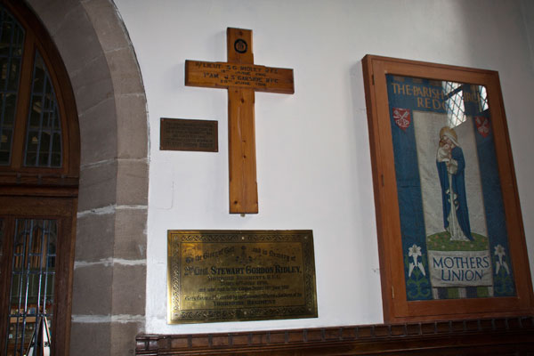 The Memorial to Lieutenant Ridley in the Lady Chapel of St. Peter's Church, Redcar (Cleveland)