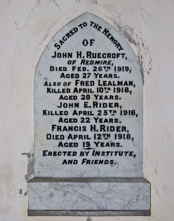 The First World War Memorial in St. Mary's Church, Redmire