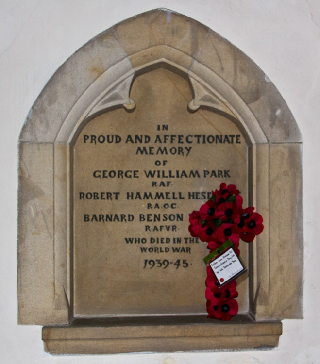 The Second World War Memorial in St. Mary's Church, Redmire