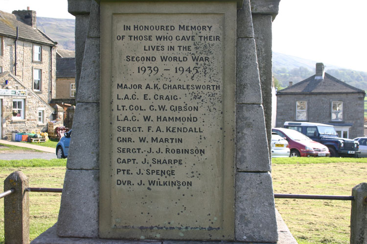 The Names of Those from Grinton, Marrick and Reeth who Lost Their Lives in the Second World War