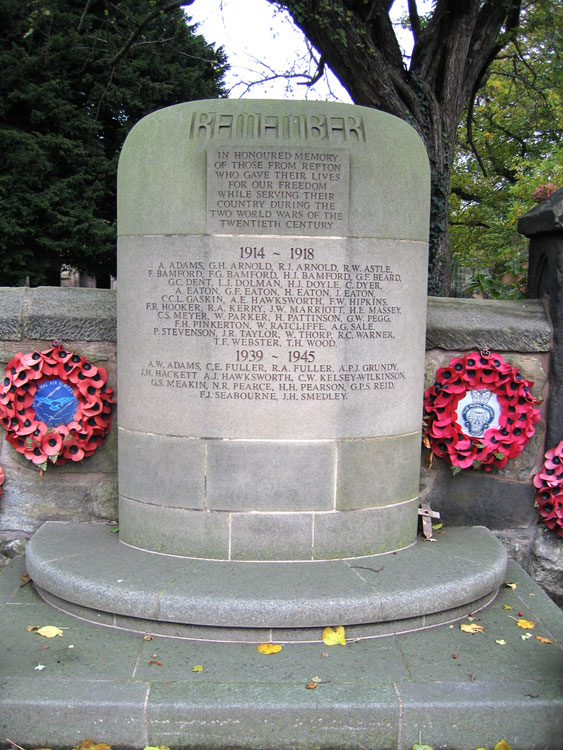 The War Memorial outside St. Wystan's Church, Repton, Derbyshire